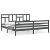 vidaXL Cadru pat cu tăblie 200x200 cm, gri, lemn masiv