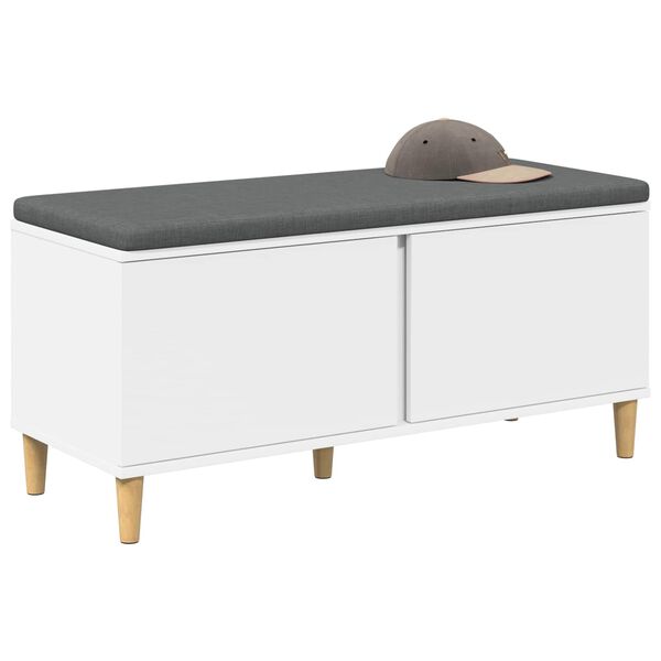 vidaXL Bancă pentru hol cu pernă cu depozitare Alb 60 x 38 x 46 cm