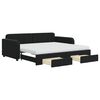 vidaXL Pat de zi cu extensie și sertare, negru, 90x190 cm, catifea