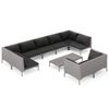 vidaXL Set mobilier de grădină cu perne,10 piese,gri &icirc;nchis, poliratan