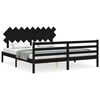 vidaXL Cadru de pat cu tăblie Super King Size, negru, lemn masiv