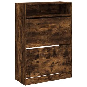 vidaXL Pantofar cu 2 sertare rabatabile, stejar fumuriu, 80x34x116 cm
