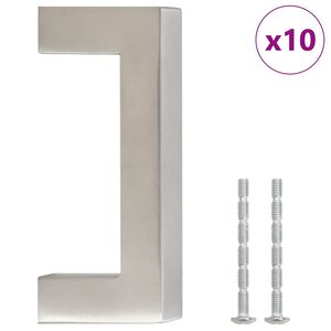 vidaXL M&acirc;nere de dulap, 10 buc., argintiu, 64 mm, oțel inoxidabil