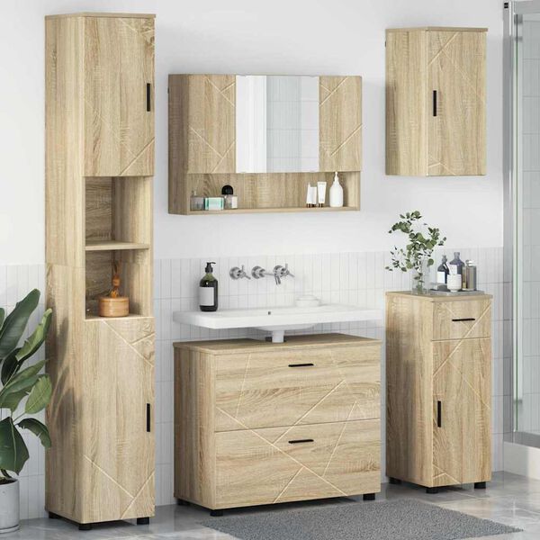 vidaXL Set de mobilier pentru baie cu sertar 5 pcs Stejar Sonoma