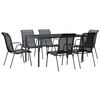 vidaXL Set mobilier de grădină, 7 piese, negru, oțel și textilenă