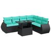 vidaXL Set canapele grădină perne 7 piese negru, poliratan/lemn acacia