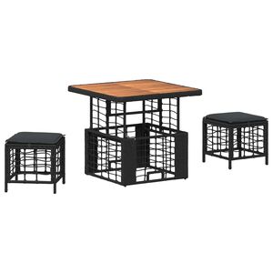 vidaXL Set de masă pentru grădină cu pernă 3 pcs Negru și Gri