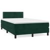 vidaXL Pat box spring cu saltea, verde &icirc;nchis, 120x190 cm, catifea