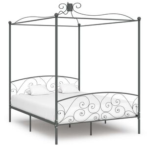 vidaXL Cadru de pat cu baldachin, gri, 160 x 200 cm, metal