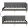 vidaXL Cadru de pat colțar cu headboard Gri &icirc;nchis 80 cm x 200 cm