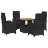 vidaXL Set mobilier de grădină cu perne, 5 piese, negru, poliratan