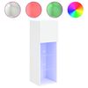 vidaXL Comode TV cu lumini LED, 2 buc., alb, 30,5x30x90 cm