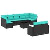vidaXL Set canapele de grădină cu perne, 10 piese, negru, poliratan
