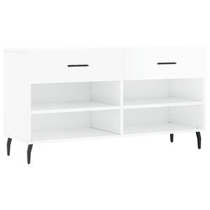 vidaXL Bancheta pantofar, alb extralucios, 102x35x55 cm, lemn compozit