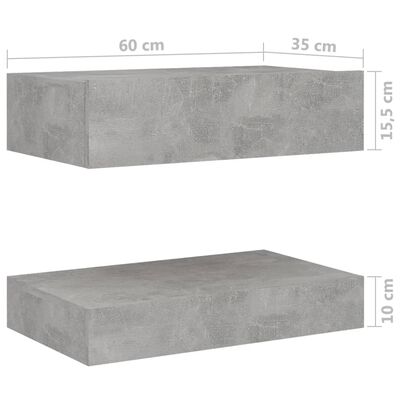 vidaXL Noptieră, gri beton, 60x35 cm, lemn prelucrat