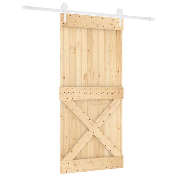 vidaXL Ușă glisantă cu set de feronerie 95x210 cm, lemn masiv de pin