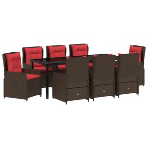 vidaXL Set de masă pentru grădină 9 buc. Maro Rattan poli