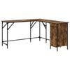 vidaXL Birou, stejar afumat, 141x141x75 cm, lemn prelucrat