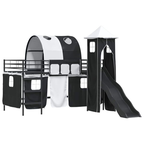 vidaXL Cadru de pat supraetajat pentru copii Negru 79,5 x 200 cm Metal