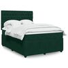 vidaXL Pat box spring cu saltea, verde &icirc;nchis, 140x190 cm, catifea