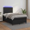 vidaXL Pat box spring cu saltea și LED, negru, 120x190 cm, piele eco