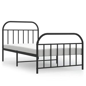vidaXL Cadru pat metalic cu tăblii de cap/picioare, negru, 100x190 cm