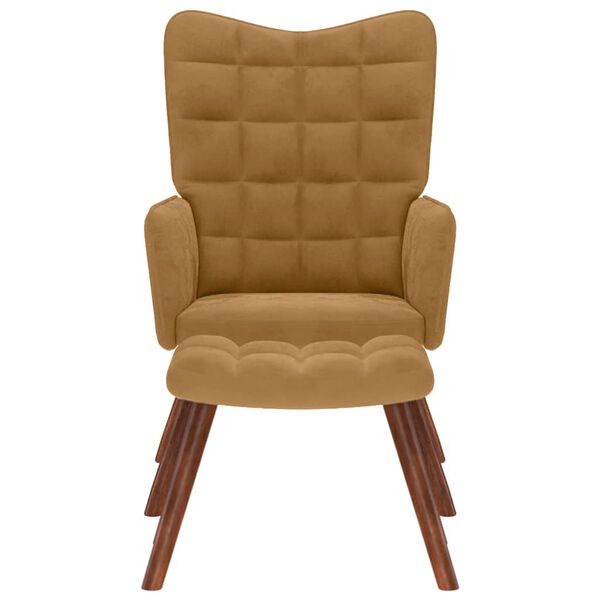 vidaXL Scaun de relaxare cu taburet, maro, catifea