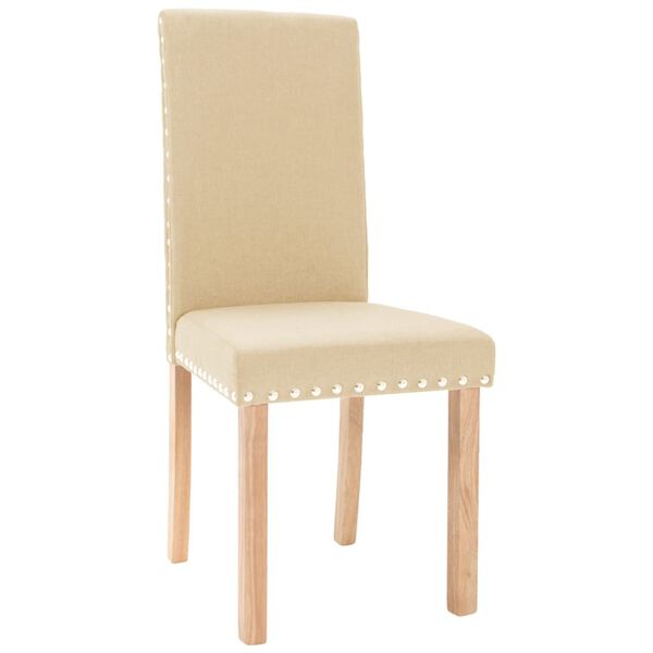 vidaXL Scaune de bucătărie, 2 buc., crem, material textil