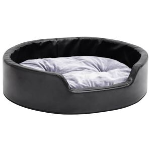 vidaXL Pat pentru c&acirc;ini, negru/gri, 69x59x19 cm, pluș/piele ecologică