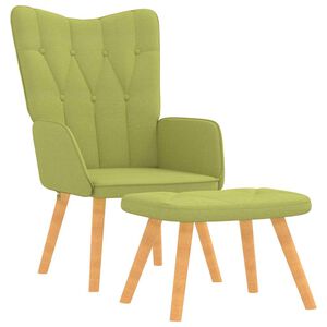 vidaXL Scaun de relaxare cu taburet, verde, textil