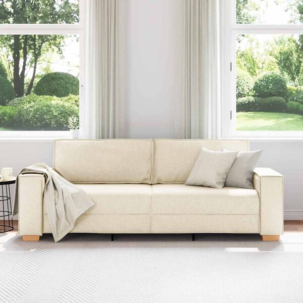 vidaXL Sofa cu 3 locuri Bej 220 cm Material textil din in