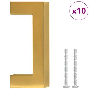 vidaXL M&acirc;nere de dulap, 10 buc., auriu, 64 mm, oțel inoxidabil