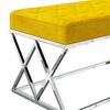 vidaXL Bancă, galben muștar, catifea și oțel inoxidabil