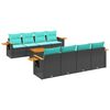 vidaXL Set mobilier de grădină cu perne, 9 piese, negru, poliratan