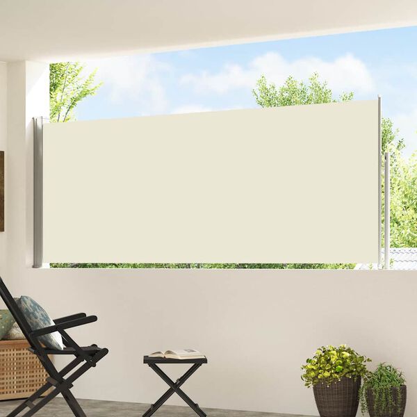 vidaXL Copertină laterală retractabilă de terasă, crem, 120 x 500 cm