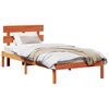 vidaXL Cadru de pat cu headboard Maro 100 x 200 cm Lemn masiv de pin