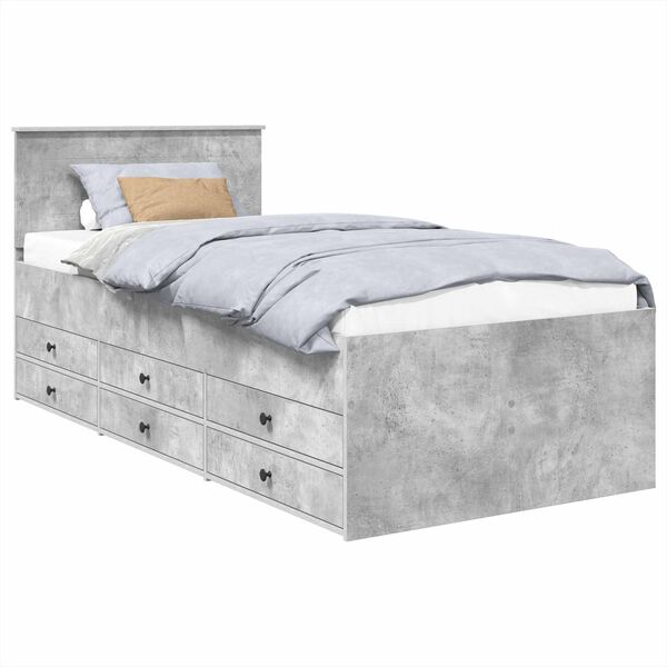 vidaXL Daybed cu sertar Gri beton și negru 100 x 200 cm Lemn compozit