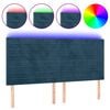 vidaXL Tăblie de pat cu LED, albastru &icirc;nchis, 160x5x118/128cm, catifea