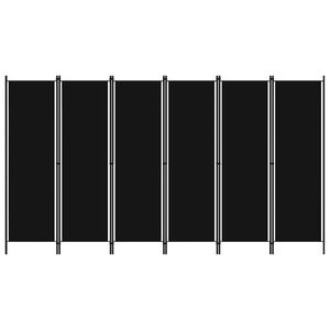 vidaXL Paravan de cameră cu 6 panouri, negru, 300 x 180 cm