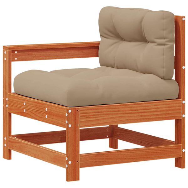 vidaXL Sofa de colț pentru grădină Lemn masiv de pin Maro Ceară
