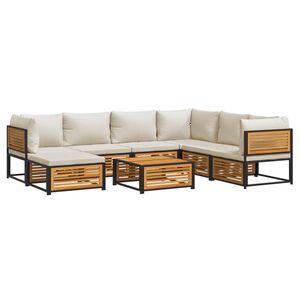 vidaXL Set de canapele de grădină cu perne, 8 piese, lemn masiv acacia