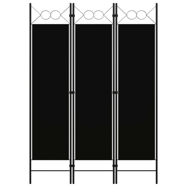 vidaXL Paravan de cameră cu 3 panouri, negru, 120 x 180 cm