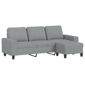 vidaXL Canapea cu 3 locuri și taburet, gri deschis, 180 cm, textil