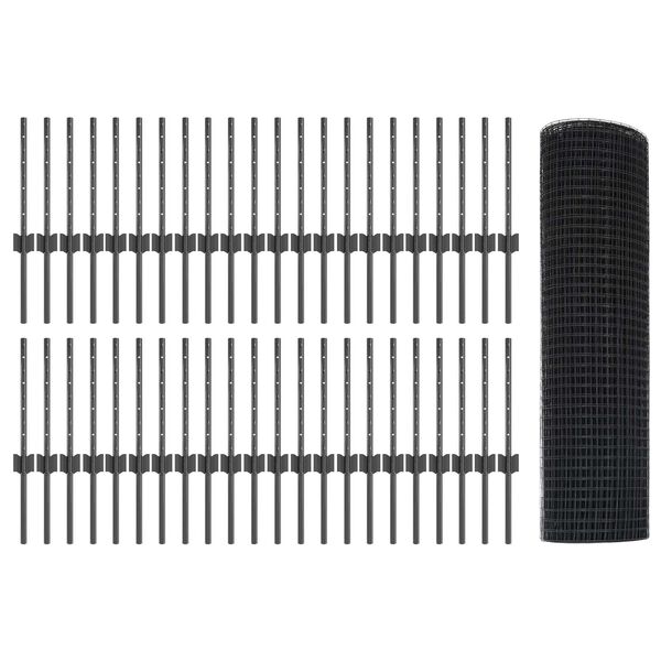 vidaXL Gard și Stâlp Gri 0,4 x 100 m Oțel