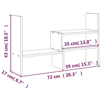 vidaXL Suport pentru monitor, gri, (39-72)x17x43 cm, lemn masiv pin
