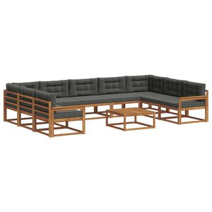 vidaXL Set de canapele de exterior cu pernă 10 pcs Natural și Antracit