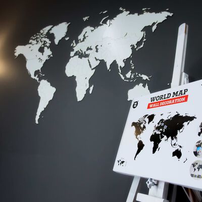 MiMi Innovations Decor perete harta lumii Luxury alb 130x78 cm lemn
