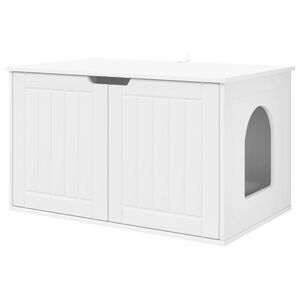 vidaXL Casa pentru pisici Alb 85 x 55 x 50,5 cm Lemn compozit