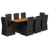 vidaXL Set mobilier de grădină cu perne, 9 piese, negru, poliratan