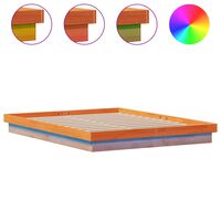 vidaXL Cadru de pat cu LED, maro ceruit, 160x200 cm, lemn masiv de pin